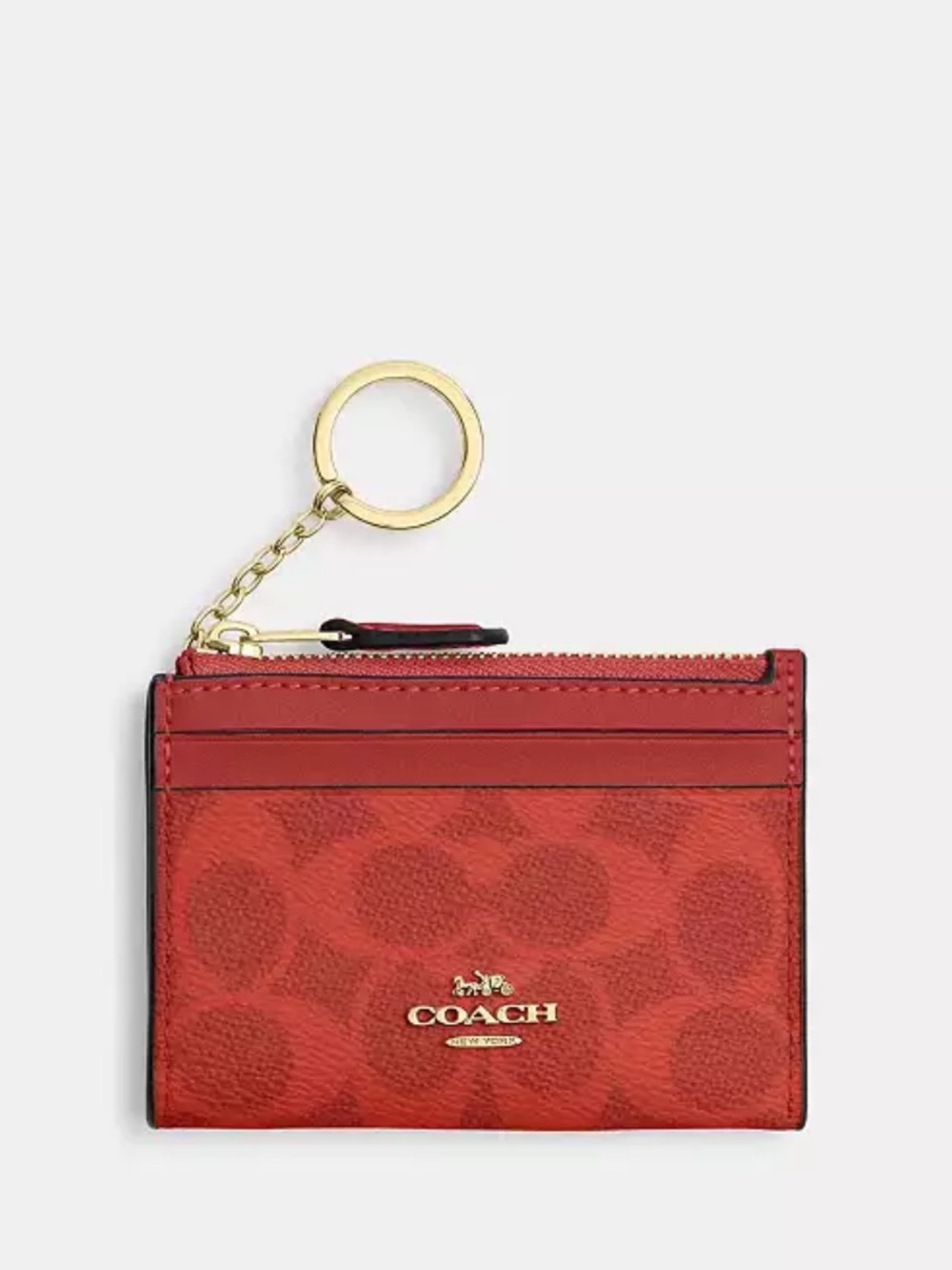 NWT Coach! Mini Skinny ID Case in Signature Canvas Crimson Red ♥️